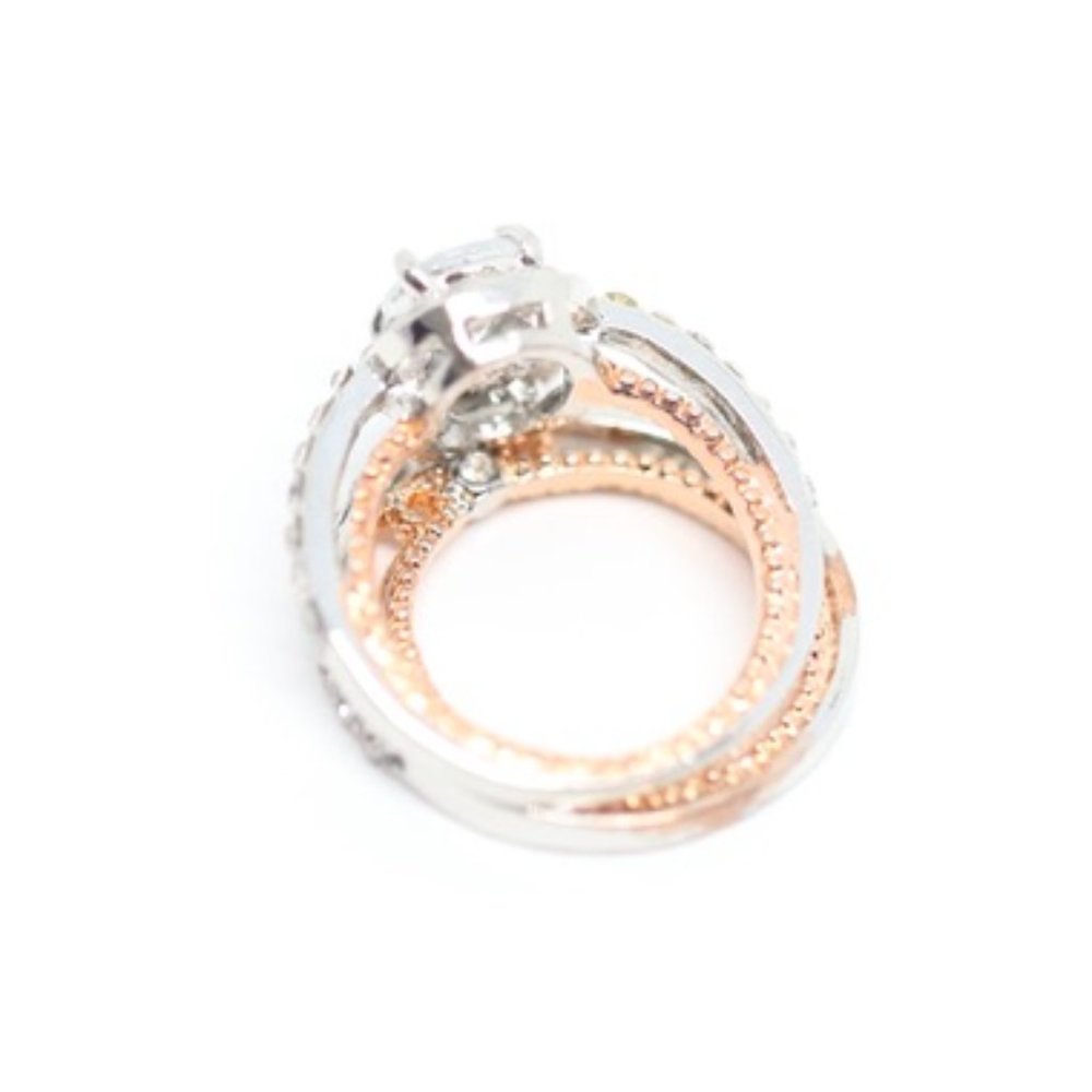 14k Gold Dipped Two Tone Topaz Oval Ring - Picture 9 of 10